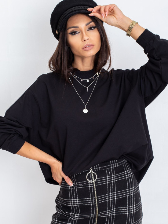 Black Cotton Basic Hoodie