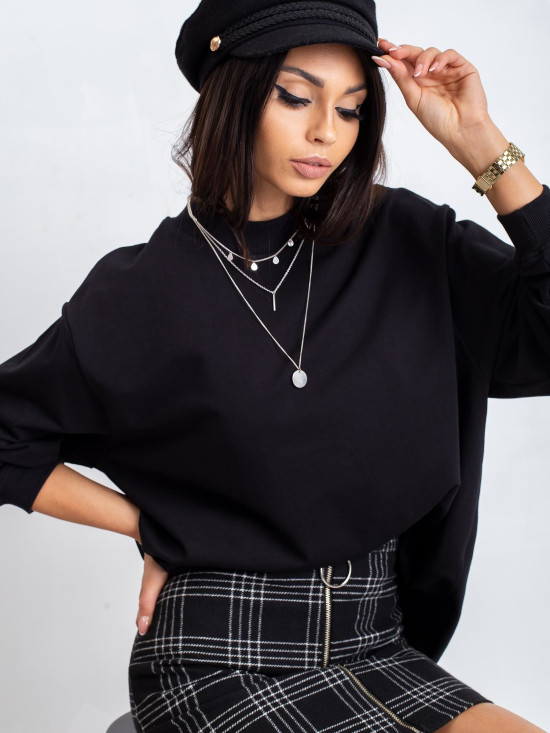 Black Cotton Basic Hoodie