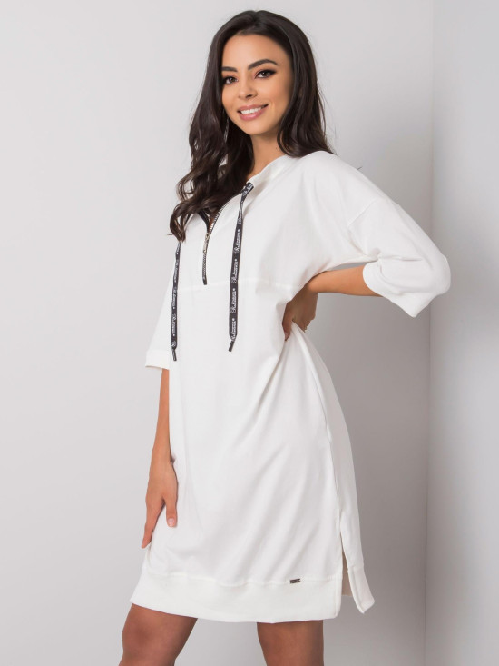 Ecru Cotton Dress with Zipper