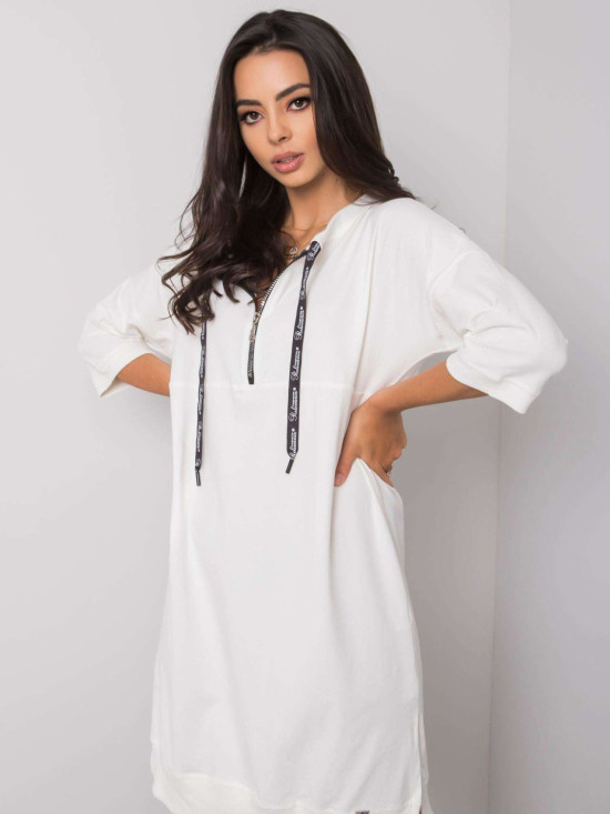 Ecru Cotton Dress with Zipper