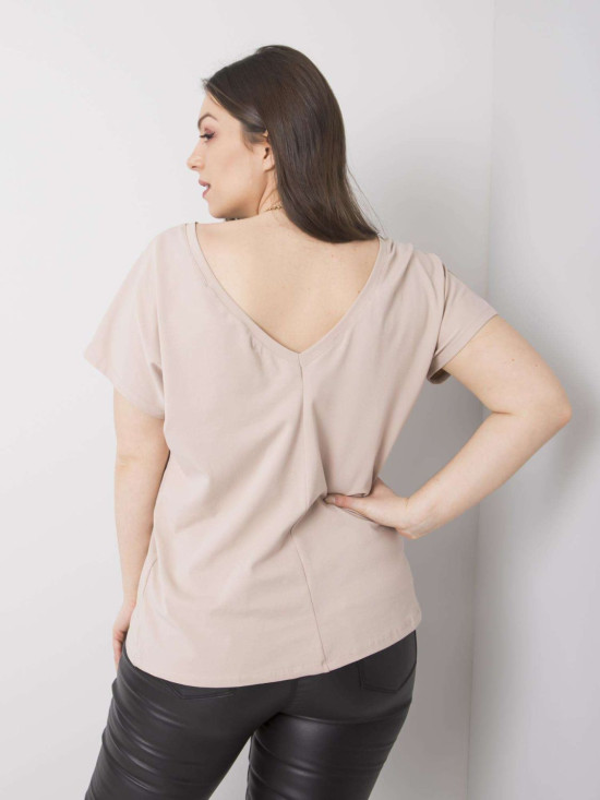 Beige Plus Size Cotton T-Shirt