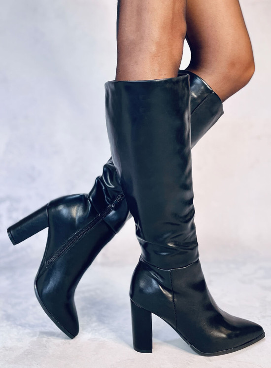 Black classic boots made of eco-leather