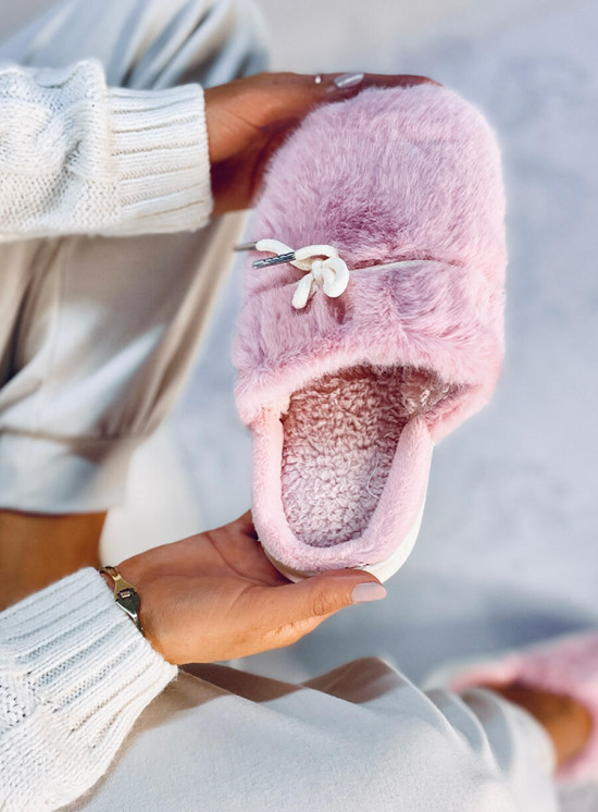 Pink fur slippers