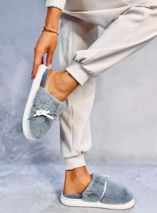 Grey  fur slippers