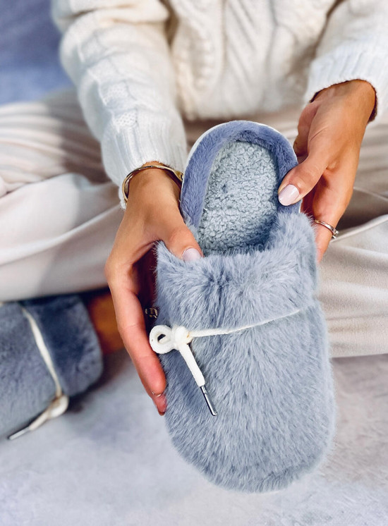 Grey  fur slippers
