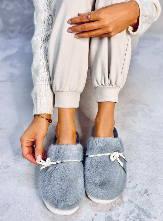 Grey  fur slippers