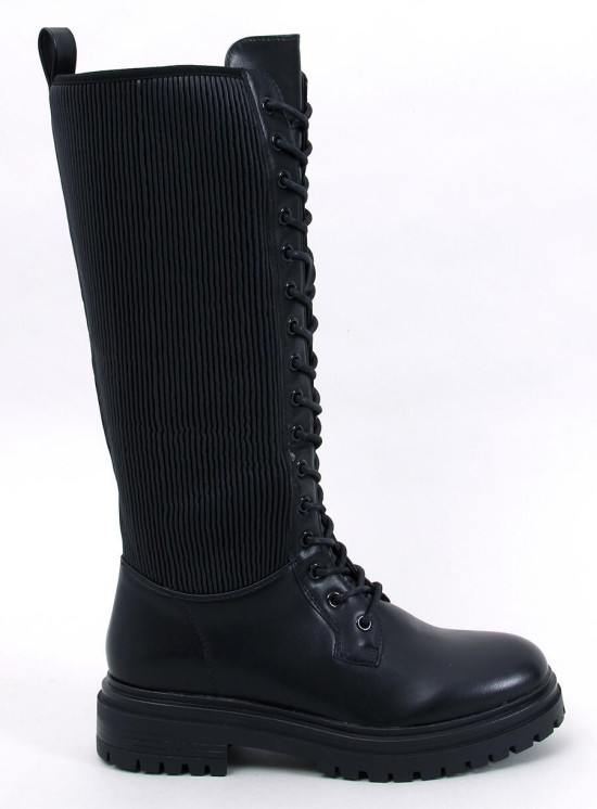 Black high boots with laces