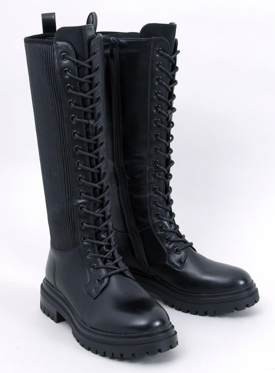 Black high boots with laces