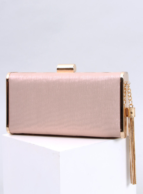 Light pink elegant handbag with tassel