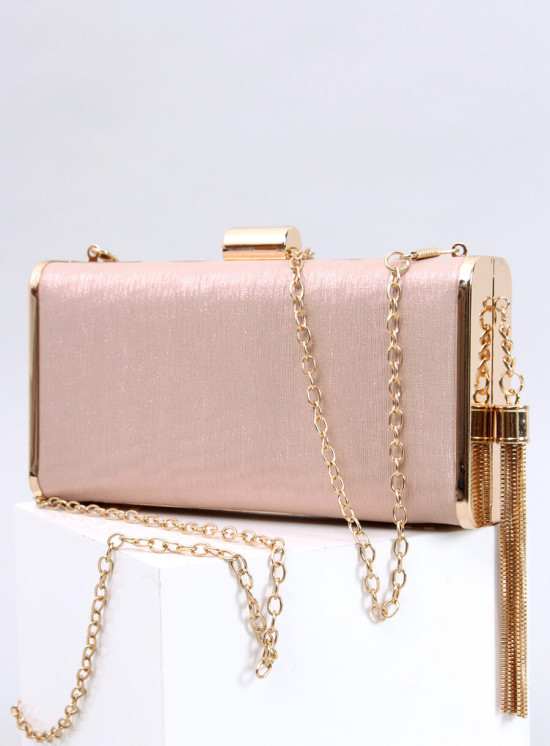 Light pink elegant handbag with tassel