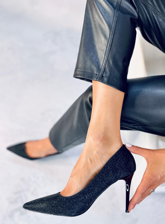 Black glitter pumps