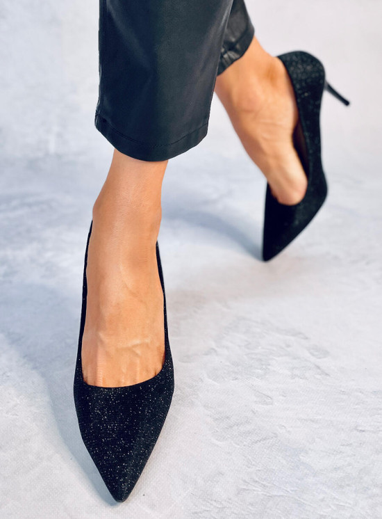 Black glitter pumps