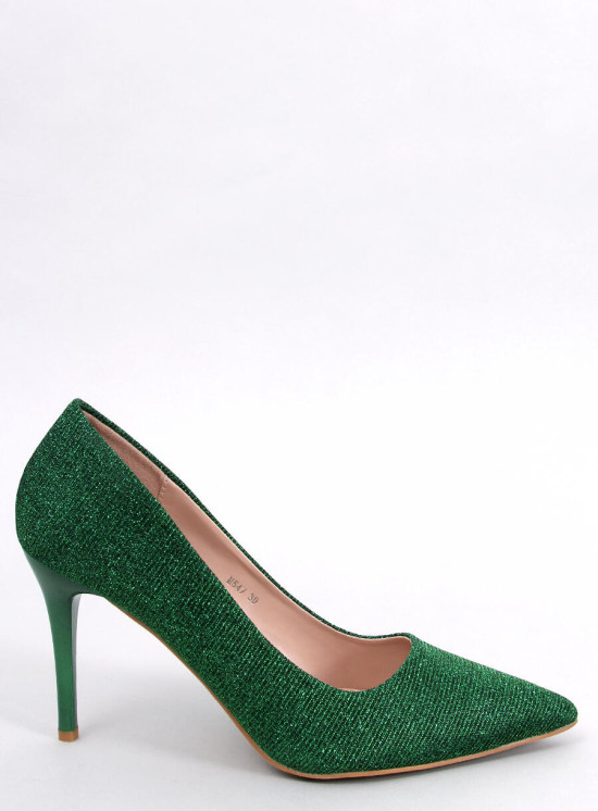 Green glitter pumps