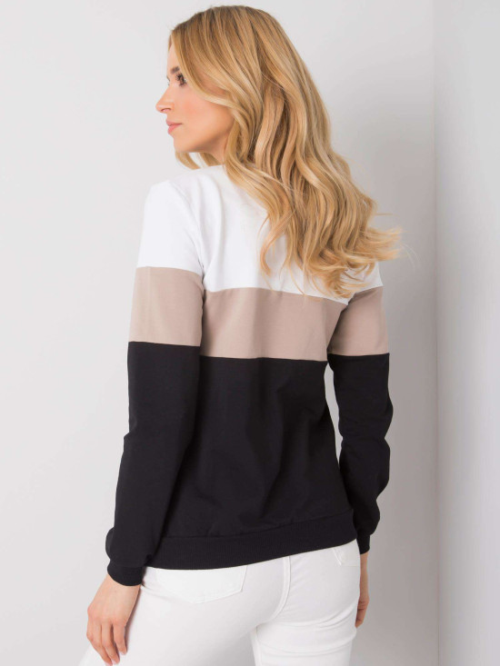 RUE PARIS Women's Black-Beige Sweatshirt