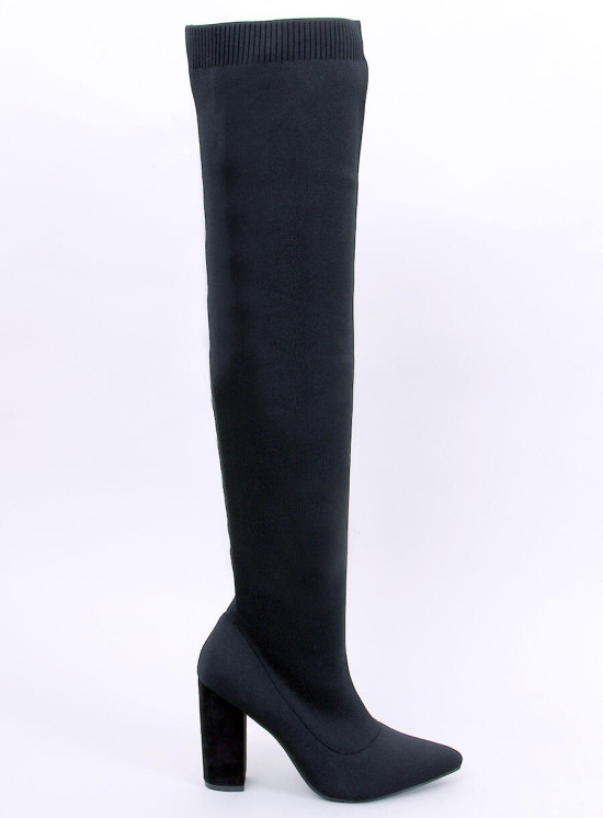 Black high boots with an elastic upper