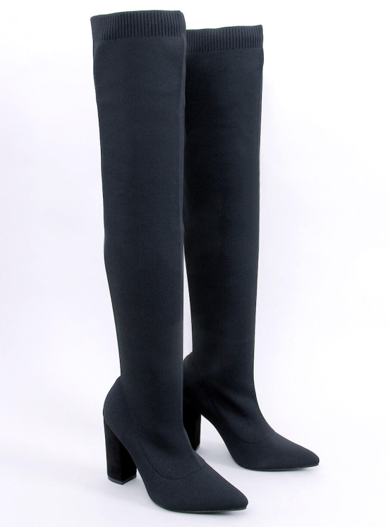 Black high boots with an elastic upper