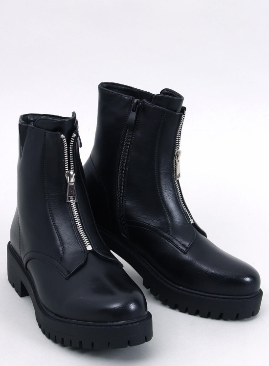 Black ankle boots with zip