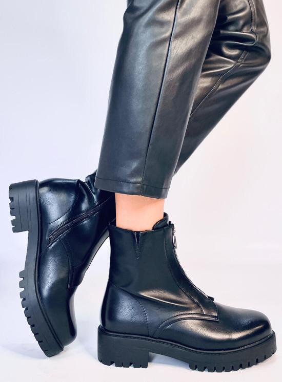 Black ankle boots with zip