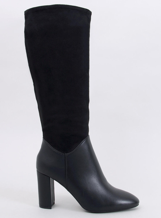 Black boots in a combination of eco-leather and eco-suede