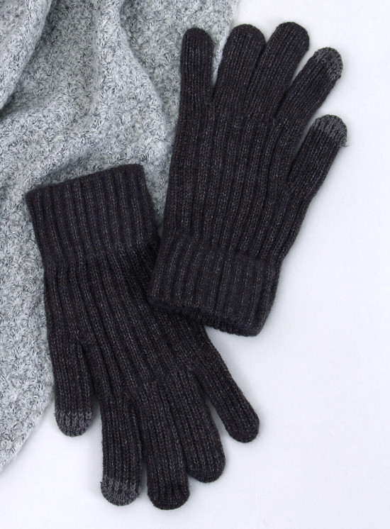 Warm women's gloves dark grey