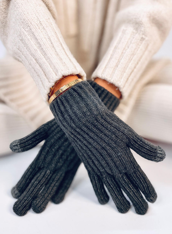 Warm women's gloves dark grey