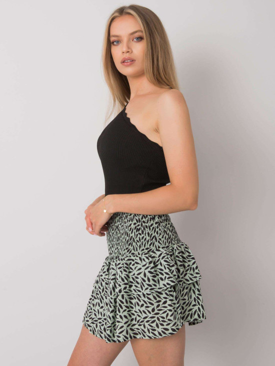 Green-Black Ruffled Skirt by RUE PARIS