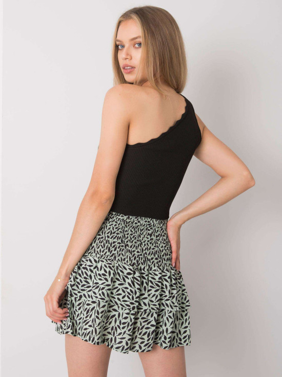 Green-Black Ruffled Skirt by RUE PARIS