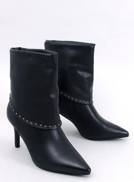 Black stiletto heel ankle boots