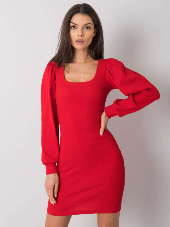 RUE PARIS Red Long Sleeve Dress