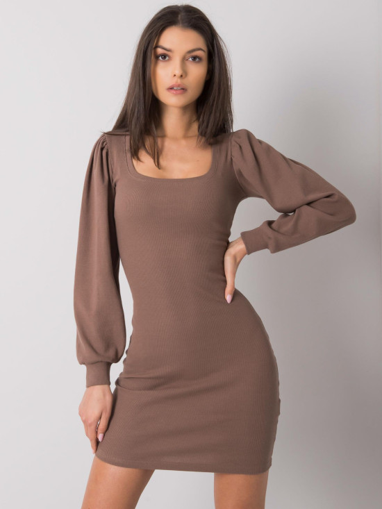 Brown RUE PARIS Dress with Long Sleeves