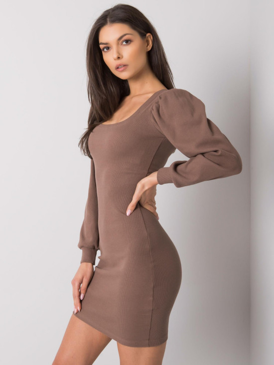 Brown RUE PARIS Dress with Long Sleeves