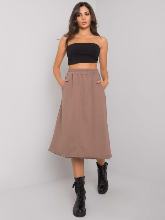 Brown Flared Cotton Skirt