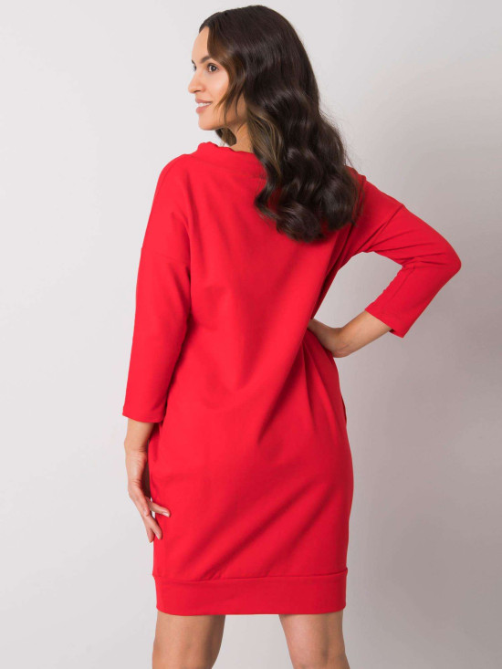 Stylish Red Dress with Long Sleeves