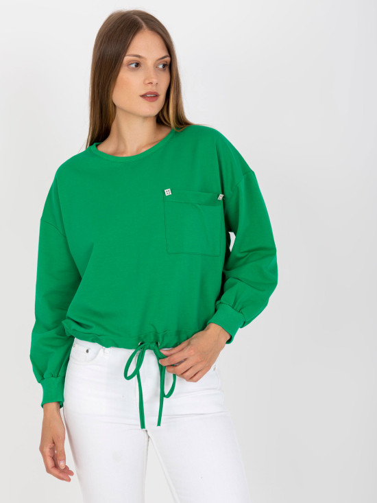 Green Hoodless Sweatshirt with Pocket RUE PARIS