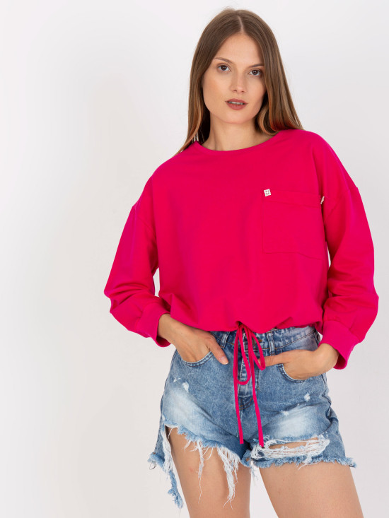 Fuchsia Hoodless Sweatshirt with Elastic RUE PARIS