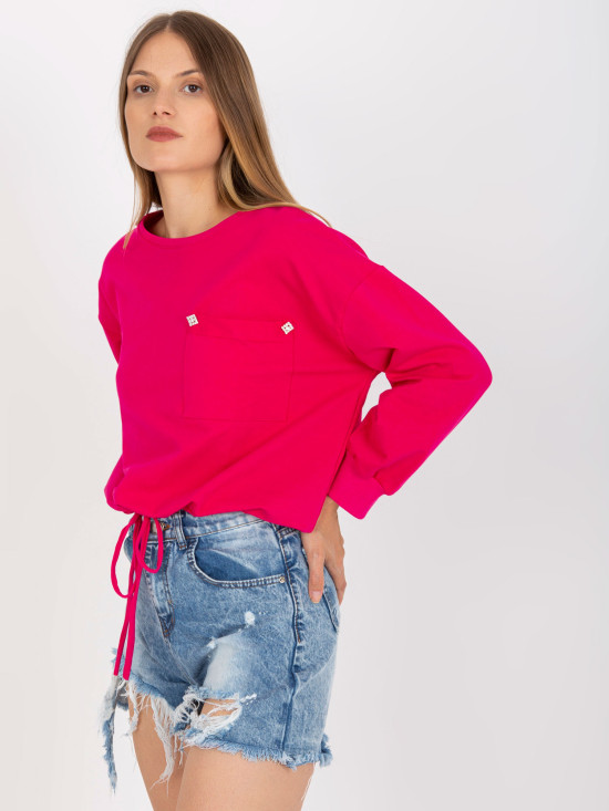 Fuchsia Hoodless Sweatshirt with Elastic RUE PARIS
