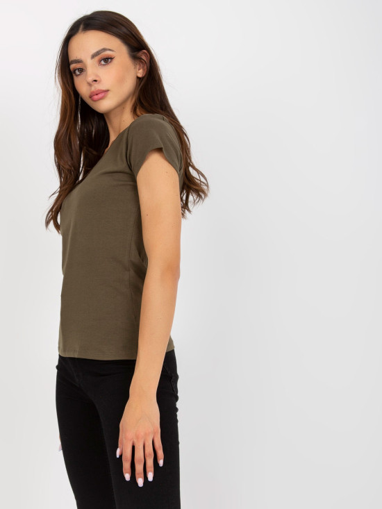 Khaki Smooth T-Shirt Made of Cotton