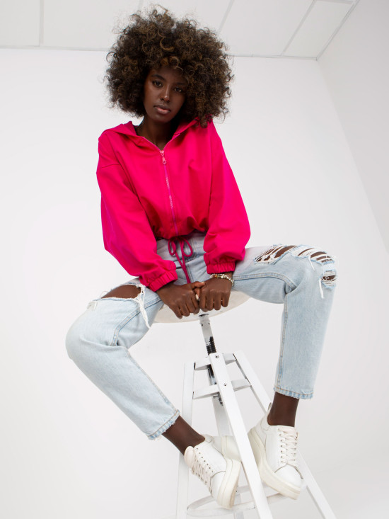 Fuchsia Zip-Up Hoodie with Wide Sleeves RUE PARIS