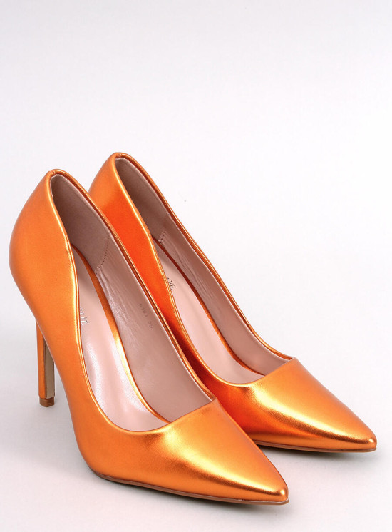 Orange pumps on a stiletto heel