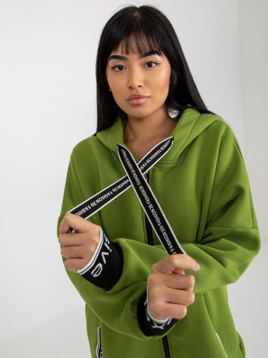 Light Green Long Cotton Zip-Up Hoodie Mayar
