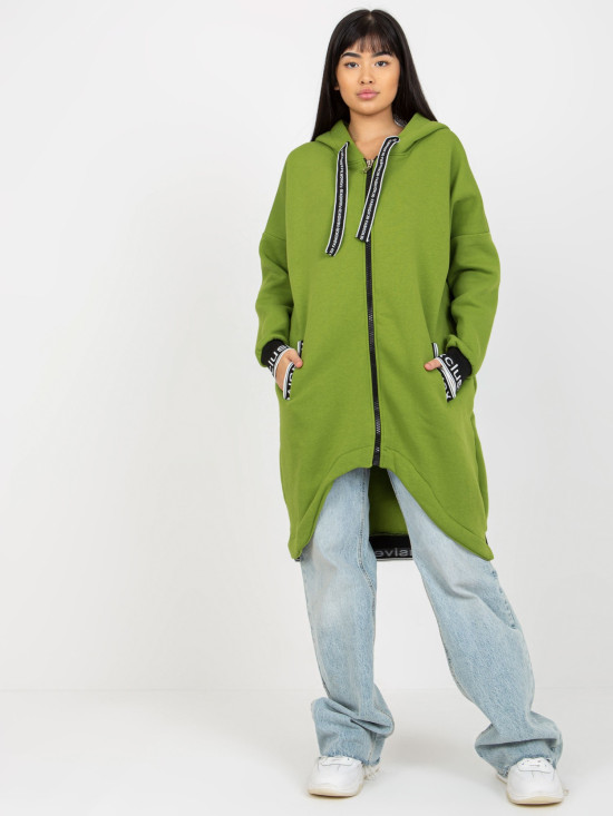 Light Green Long Cotton Zip-Up Hoodie Mayar
