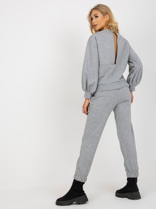 Gray Women's Casual Set with Sweatshirt and Pants
