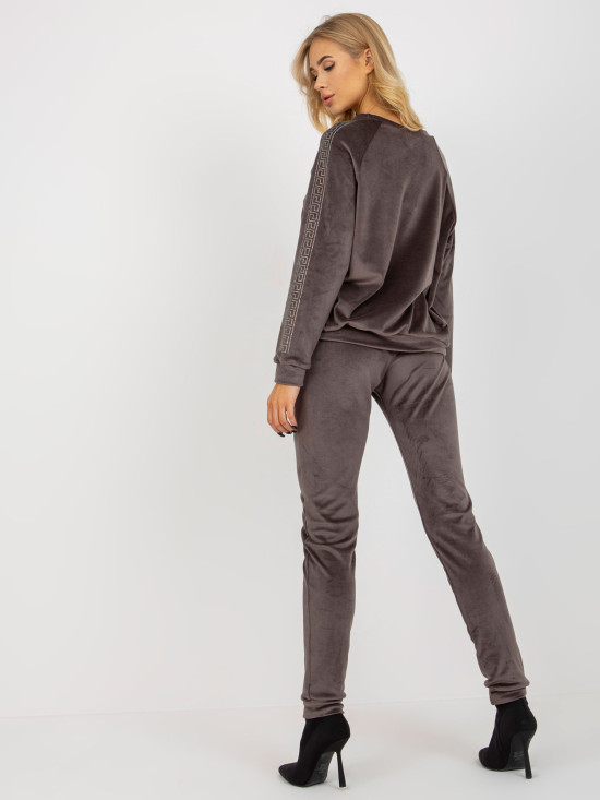 Dark Gray Women's Velour Set with Application