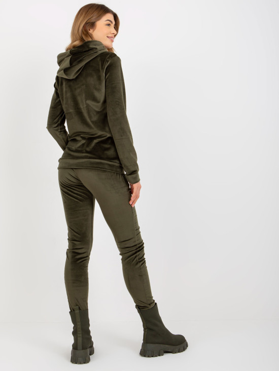 Khaki Two-Piece Velour Set with Pants
