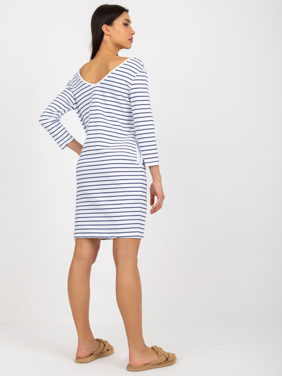 White-Blue Dress with Pockets OCH BELLA