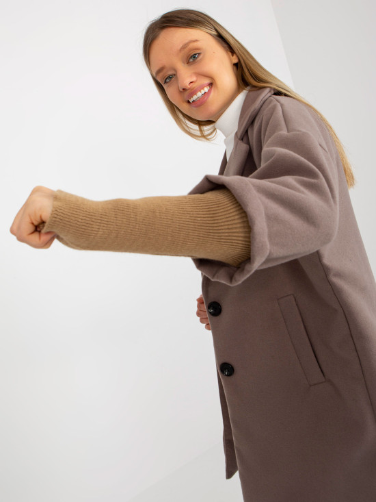 Brown Transitional Coat with Cuffs OCH BELLA