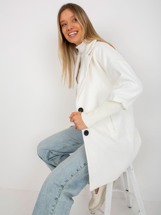 Ecru Women's Coat with Pockets OCH BELLA