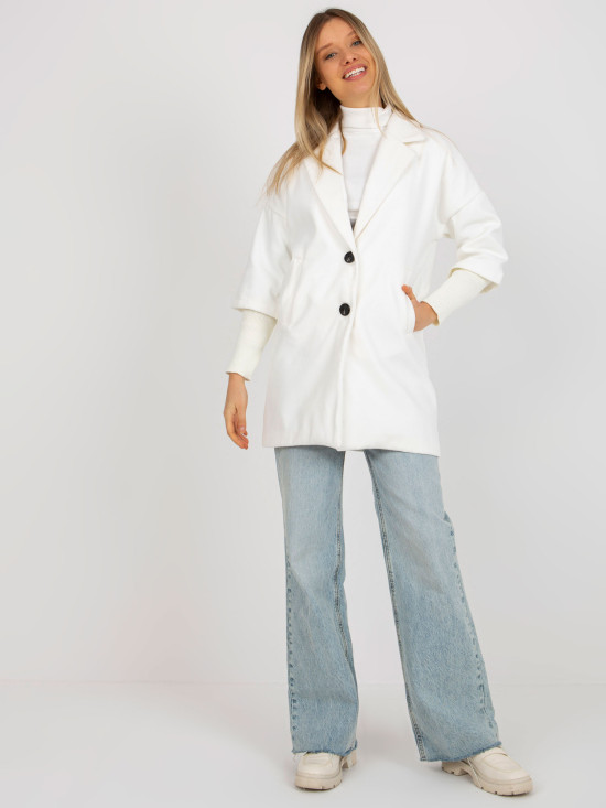 Ecru Women's Coat with Pockets OCH BELLA