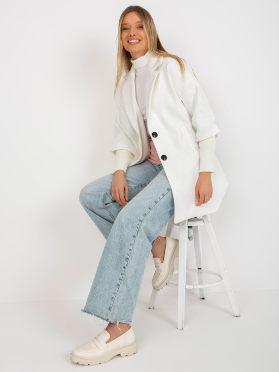 Ecru Women's Coat with Pockets OCH BELLA