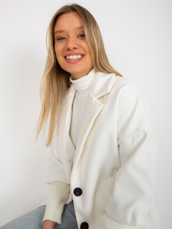 Ecru Women's Coat with Pockets OCH BELLA